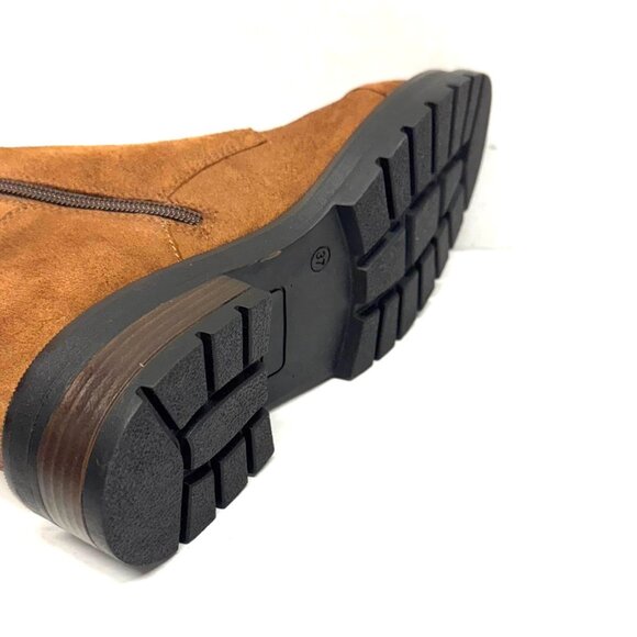 MIZ MOOZ NUBUCK LEATHER BOOTS SIDE ZIP LACE UP 37EU/ 7US CAMEL Z-167 - Picture 4 of 6